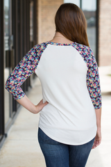 ivory floral baseball tee