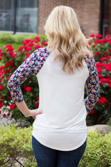 floral print baseball style tee