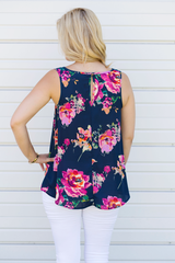 navy floral tank