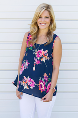navy floral top