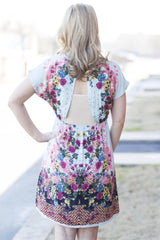 floral dress with cutout in the back