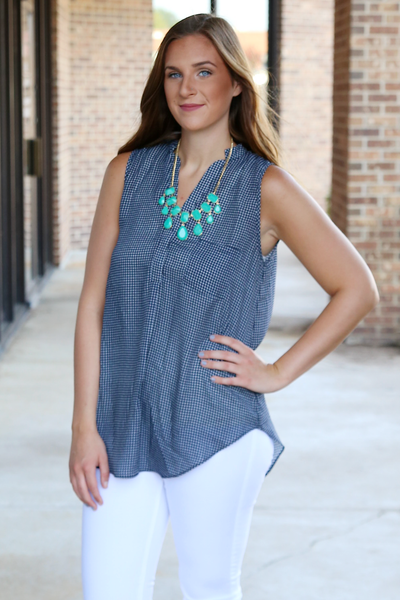 Sleeveless Gingham Blouse