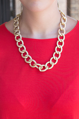 gold chain link statement necklace