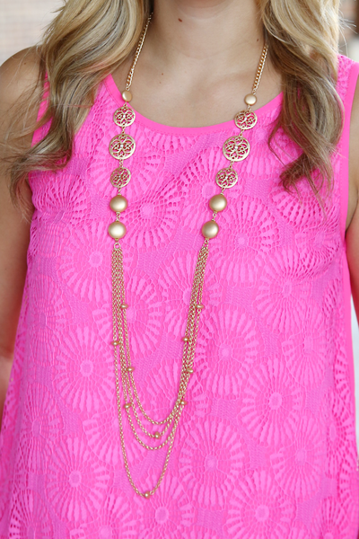 Circle Ornate Necklace - Gold