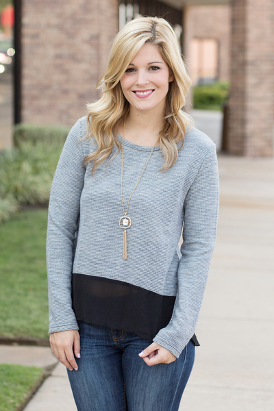 Sheer Bottom Sweater - Gray