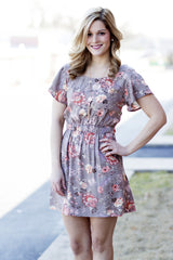 dress with neutral floral print