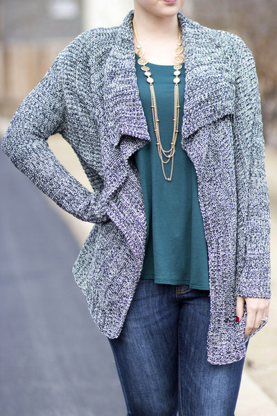 Gray Speckled Knit Cardi
