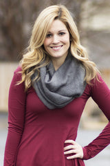 Gray Striped Knit Infinity Scarf