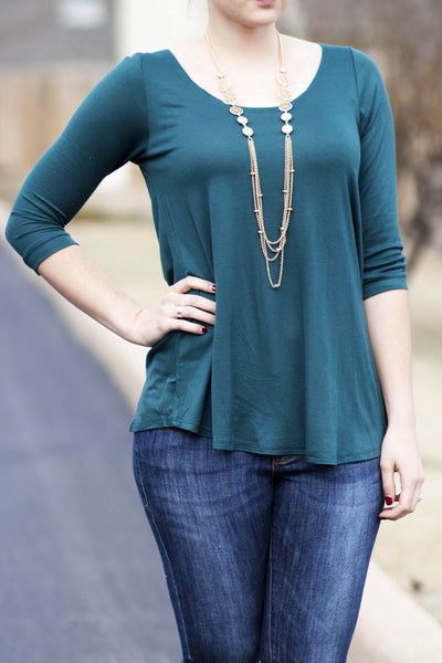 Simple Tee 3/4 Sleeve - Hunter Green