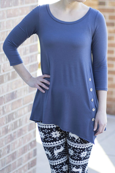 Button Tunic - Ice Gray