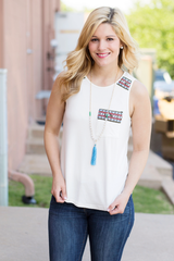 embroidered detail tank