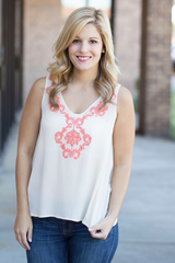 ivory embroidered top