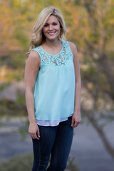 This baby blue top is perfect for spring