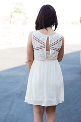 lace back dress with embroidery