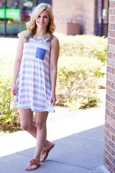 Denim Pocket Dress - Lavender