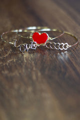 Love & Heart Bangle Set - Red