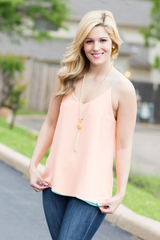 Mint and Peach Reversible Top