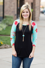 floral baseball tee mint