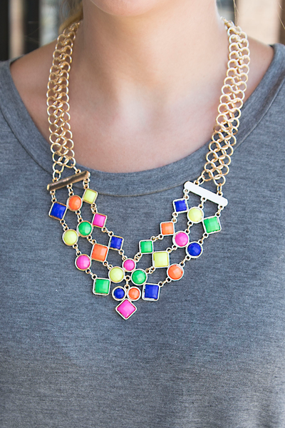 Multicolor Statement Necklace - Dark