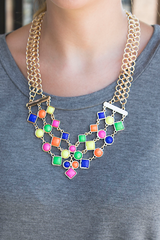 bright multicolor statement necklace