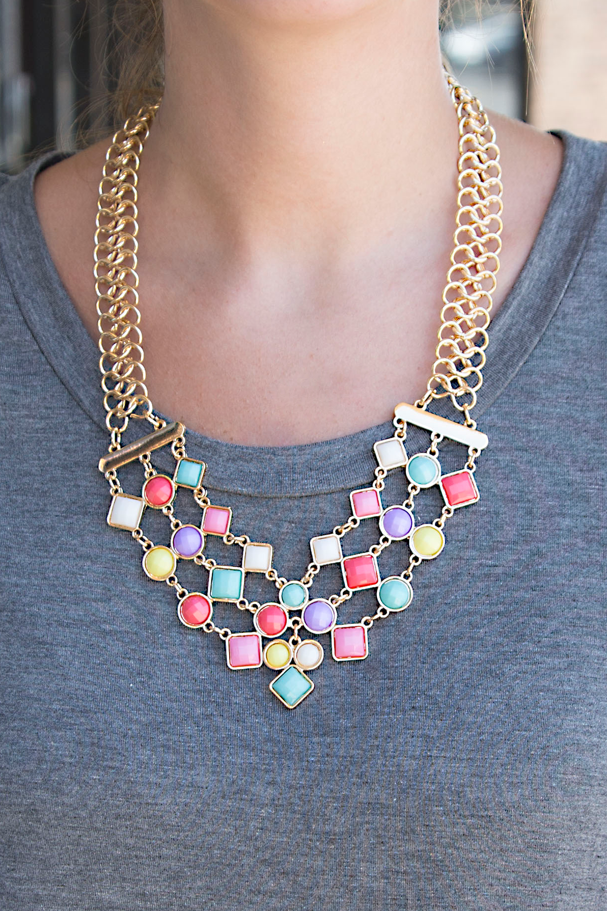 multicolored statement necklace