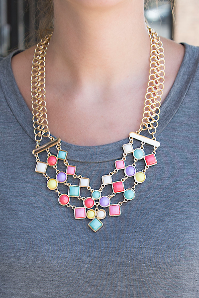 Multicolor Statement Necklace - Light