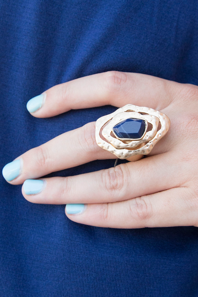 Navy and Gold Statement Ring