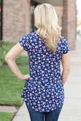 navy floral tee