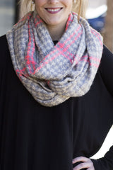 neon pink plaid infinity scarf