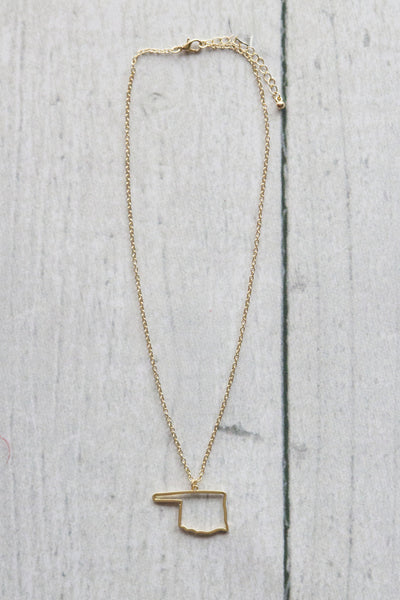 Gold Oklahoma Outline Necklace