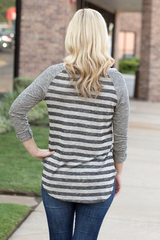 olive striped sweater with pocket