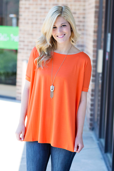 Short Sleeve Piko Top - Orange