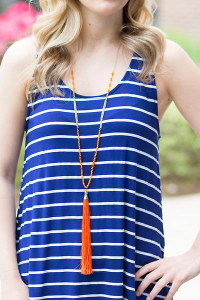 Colored Tassel Necklace - Orange