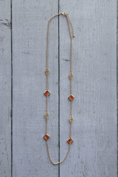 Aztec Diamond Necklace - Orange