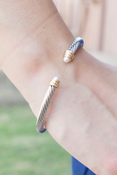 Mini Cable Cuff - Pearl