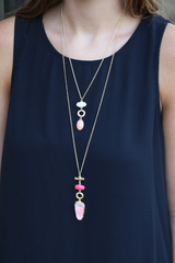 layered pink druzy necklace