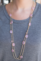 layered pink gem necklace