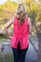 pink top with lace detail on back