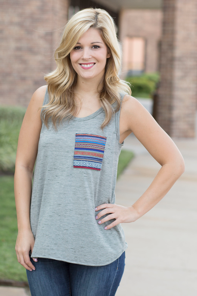 Printed Pocket Tank - Olive