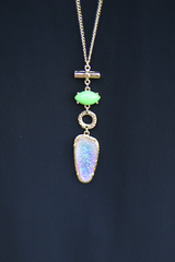 long purple druzy necklace