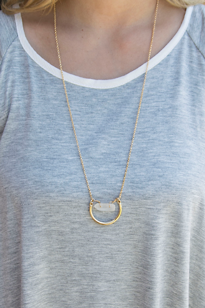 Quartz Pendant Necklace - White