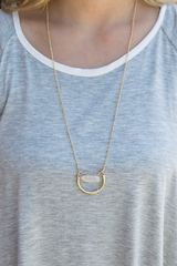 gold necklace with quartz