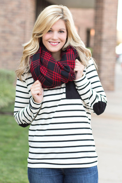 Plaid Blanket Scarf - Black