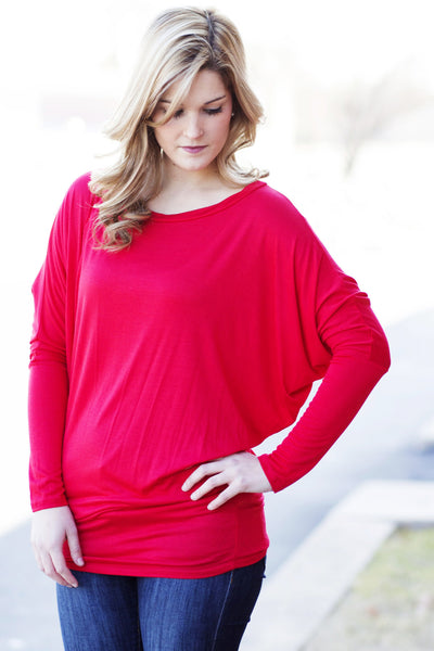 Comfy Dolman Top - Red