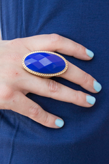 oval statement ring in royal blue