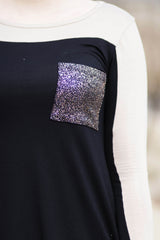 shimmer pocket on tunic top for leggings