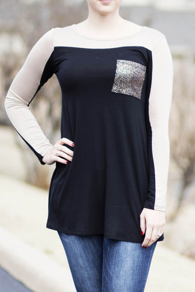Shimmer Pocket Tunic - Beige