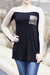 shimmer pocket tunic top