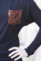 sparkle pocket on dolman top