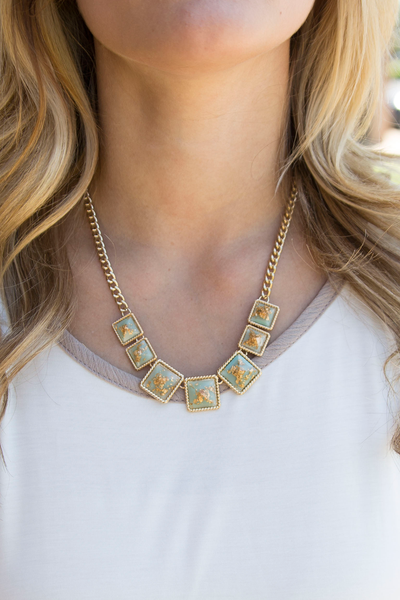 Speckled Stone Necklace - Mint